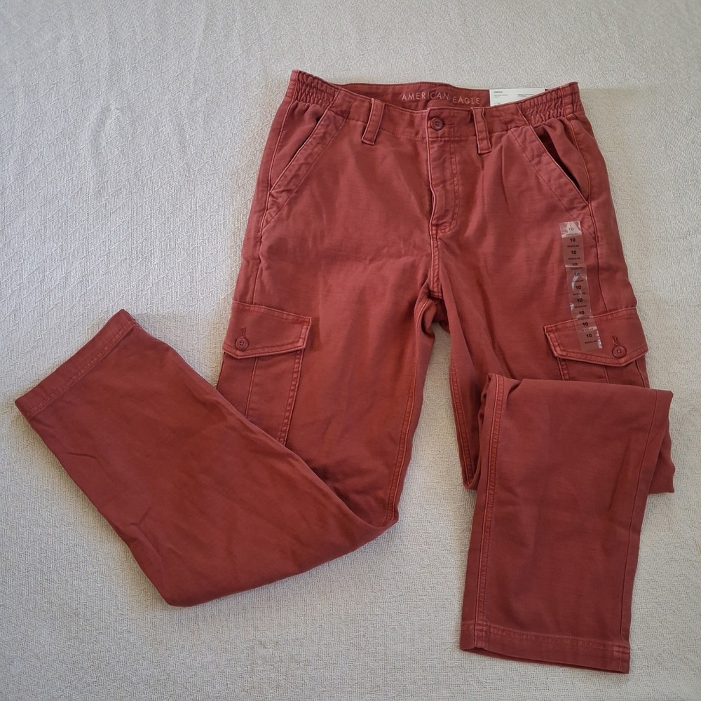 aeo high rise straight stretch pants american eagle cargo utility 5032